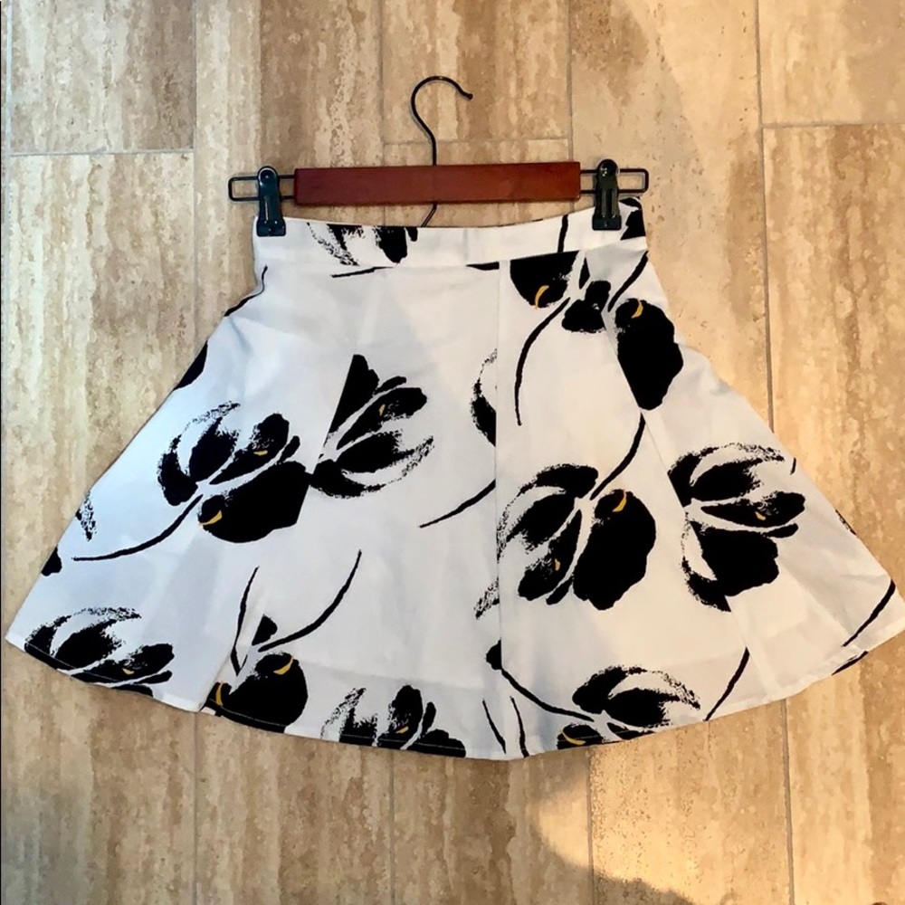 LUSH white skirt with black & yellow floral print